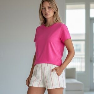GAP Women's XL Linen Short Dotted‎ Sun Stripe Multi Pull On Pockets NWT
